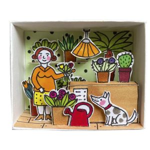 Pyssel – Blomsteraffär – Pysselask med figurer