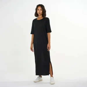 Organic Linen T-shirt Dress Black