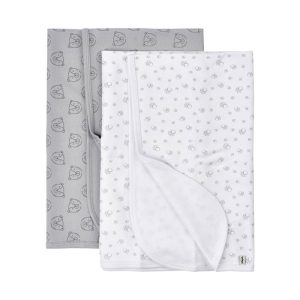 Filtar Baby Bomull Vit / Grå 2-pack – Storlek 70×70 cm