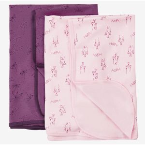 BabyFilt 2-pack Rosa Lila Mönstrad 70×70 cm
