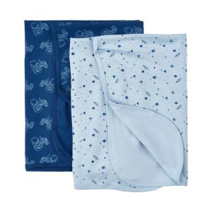 Babyfiltar Bomull Mönster Traktor/Rymden 2-pack