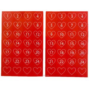 Stickers Presentkalender Hjärtan Nr 1-24 / 56-pack
