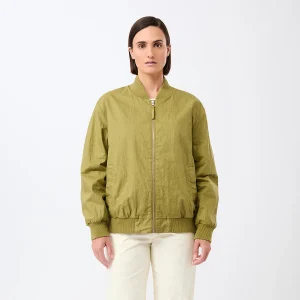 Winton Linen Bomber Jacket Green Olive