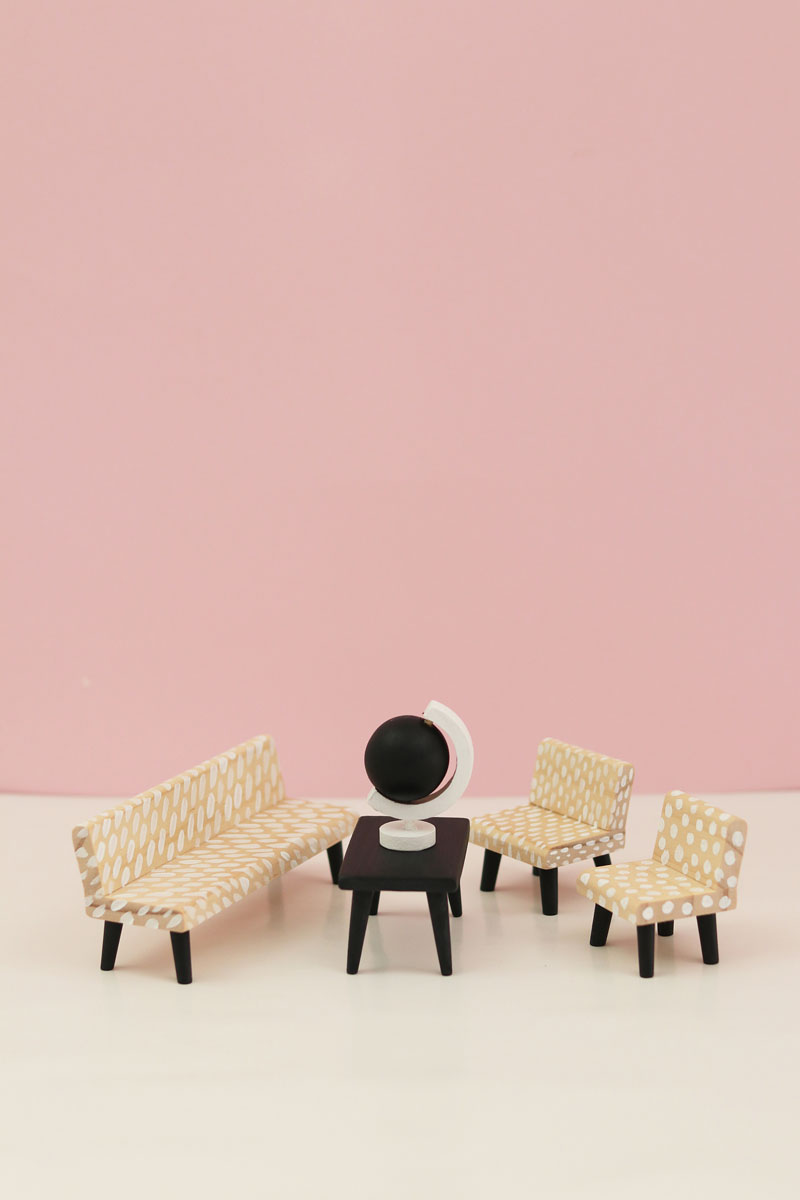 Lundby Vardagsrum Set Trä DIY - Bild 6