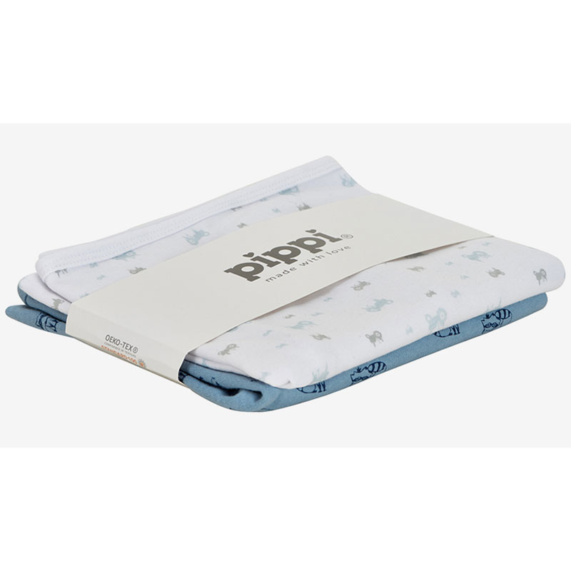 Babyfiltar Bomull Blå 2-pack Traktor/Rävar - Bild 2