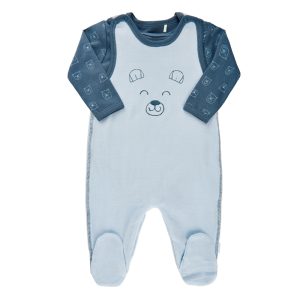 Prematur 44 cl Sparkdräkt Velour / Body – Blå björn