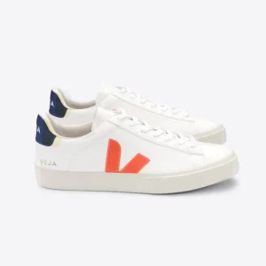 Campo Chromefree Leather White Orange Fluo - Men´s - VEJA