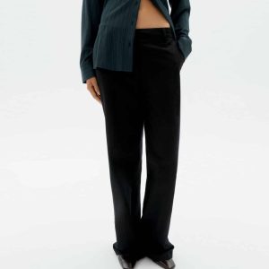 Hermione Black Organic Cotton Straight Pants